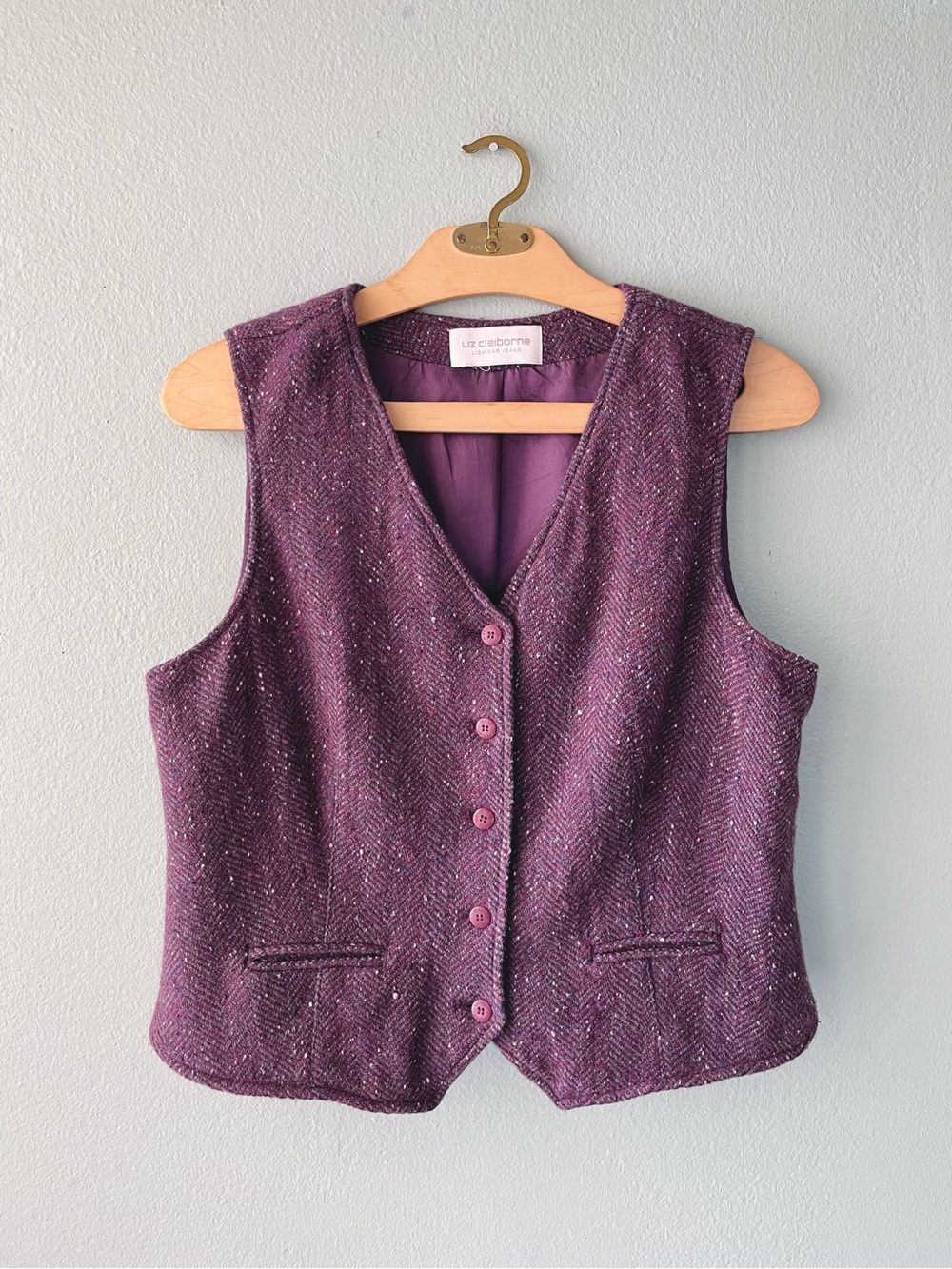 Liz Claiborne | Vintage 90s Purple Tweed Vest